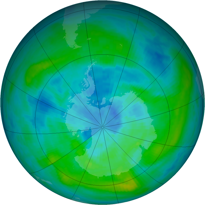 Antarctic ozone map for 19 March 1982